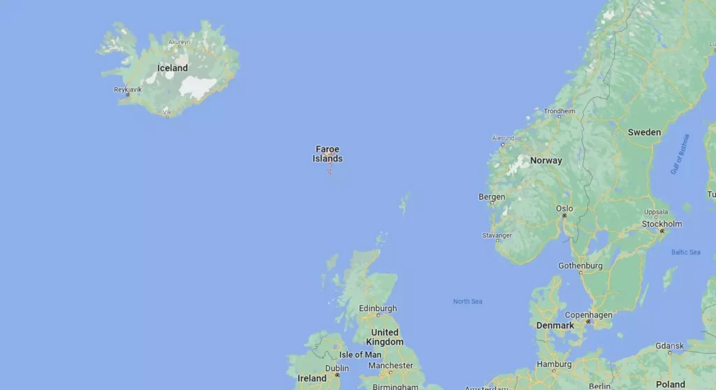 map showing the location of Faroe Islands