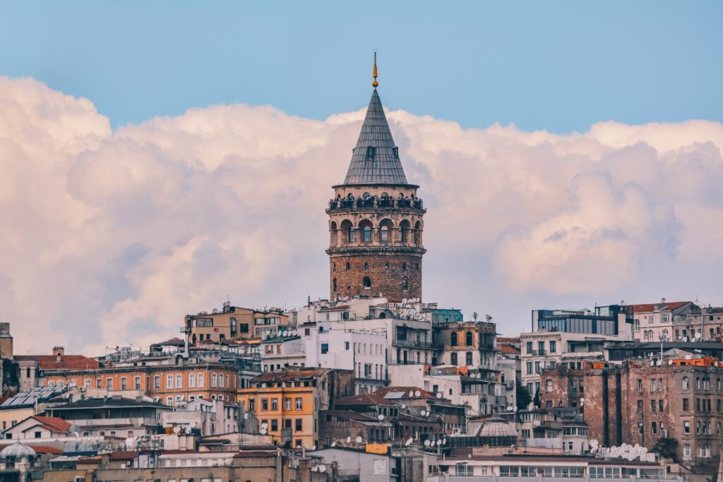 Galata Tower Located in the Beyoglu neighborhood near Istiklal Street, Istanbul, Turkey