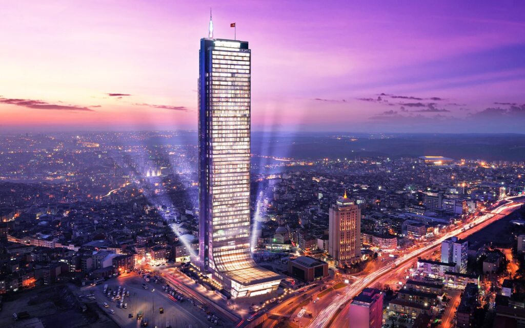 photo of the Sapphire Skyscraper in the evening - one of the tallest buildings in Turkey