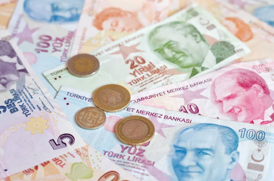 photo of the Turkish lira (the national currency of Turkey)