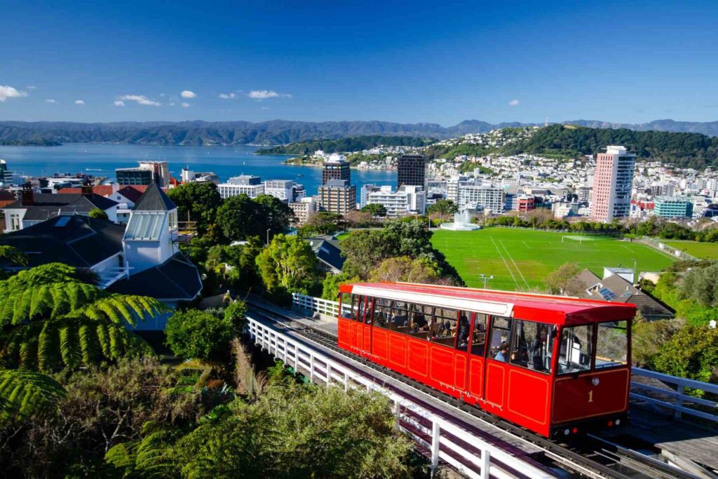 A photo of a wonderful view of Wellington, the capital of New Zealand, on a clear sunny day from the cable car