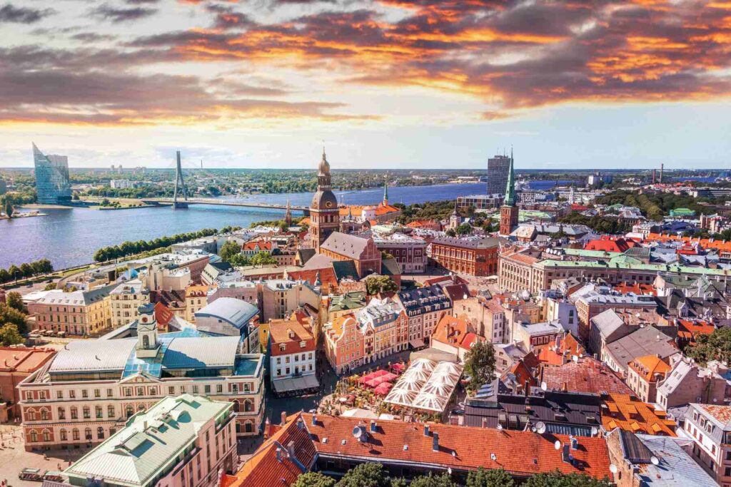 photo of the old city of Riga taken from Riga Cathedral, Latvia